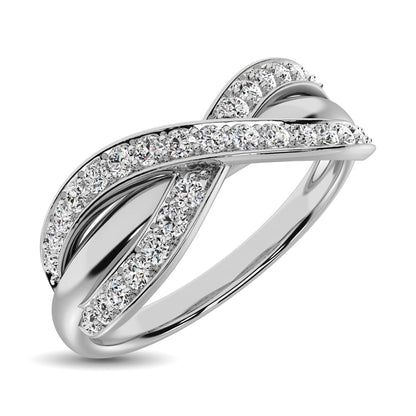 10K White Gold 1/4 Ct.Tw. Diamond Cross Over Ring