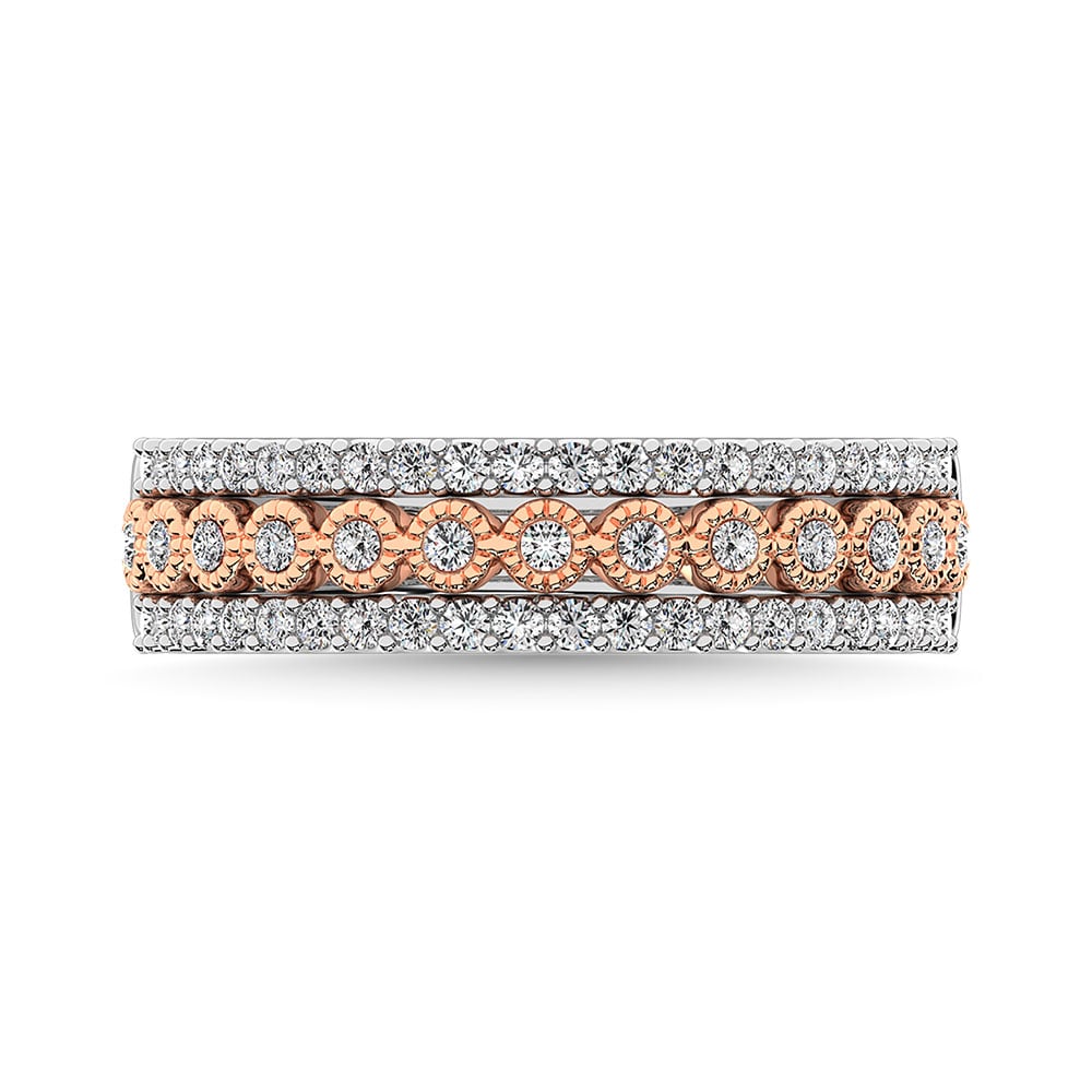 10K Two Tone Gold Square and Marquise Frame 2/5 Ct.Tw. Diamond Fashion Ring