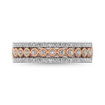 10K Two Tone Gold Square and Marquise Frame 2/5 Ct.Tw. Diamond Fashion Ring
