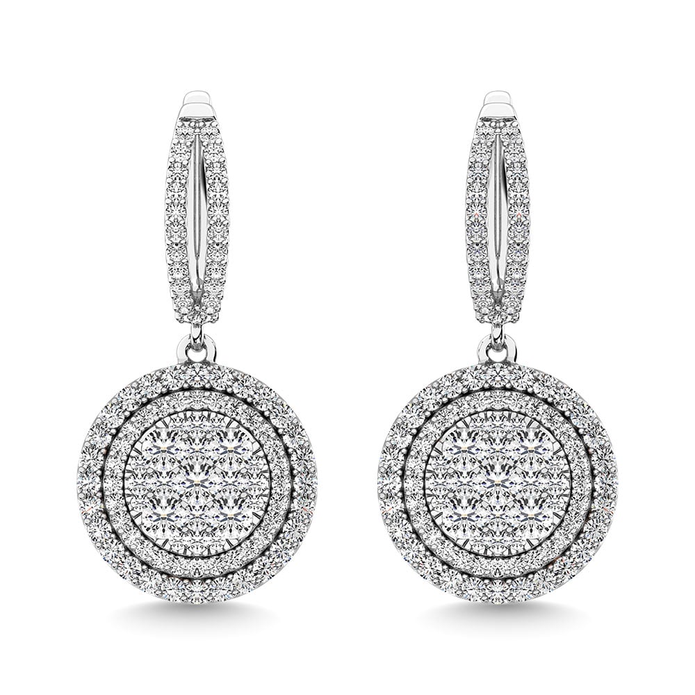 Diamond 2 1/10 Ct.Tw. Round Shape Dangler Earring in 14K White Gold