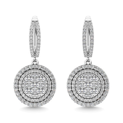 Diamond 2 1/10 Ct.Tw. Round Shape Dangler Earring in 14K White Gold