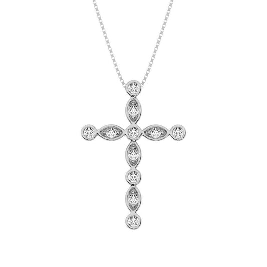 10K White Gold 1/6 Ct.Tw. Diamond Cross Pendant