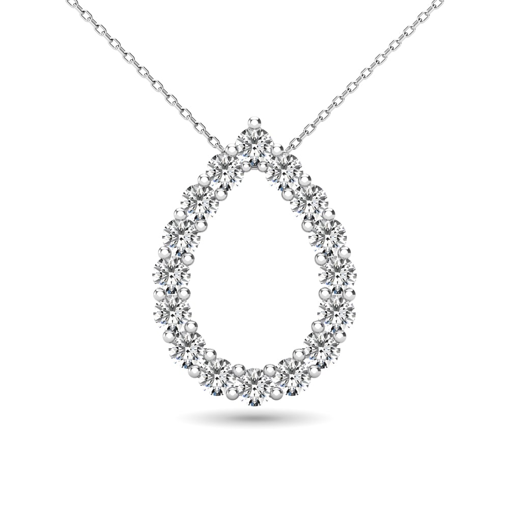 14K White Gold 3/8 Ct.Tw. Diamond Tear Drop Pendant