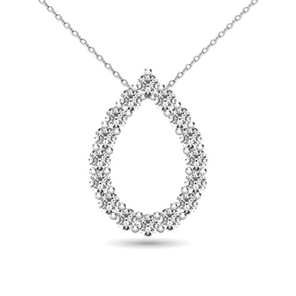 14K White Gold 3/8 Ct.Tw. Diamond Tear Drop Pendant