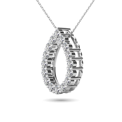 14K White Gold 3/8 Ct.Tw. Diamond Tear Drop Pendant