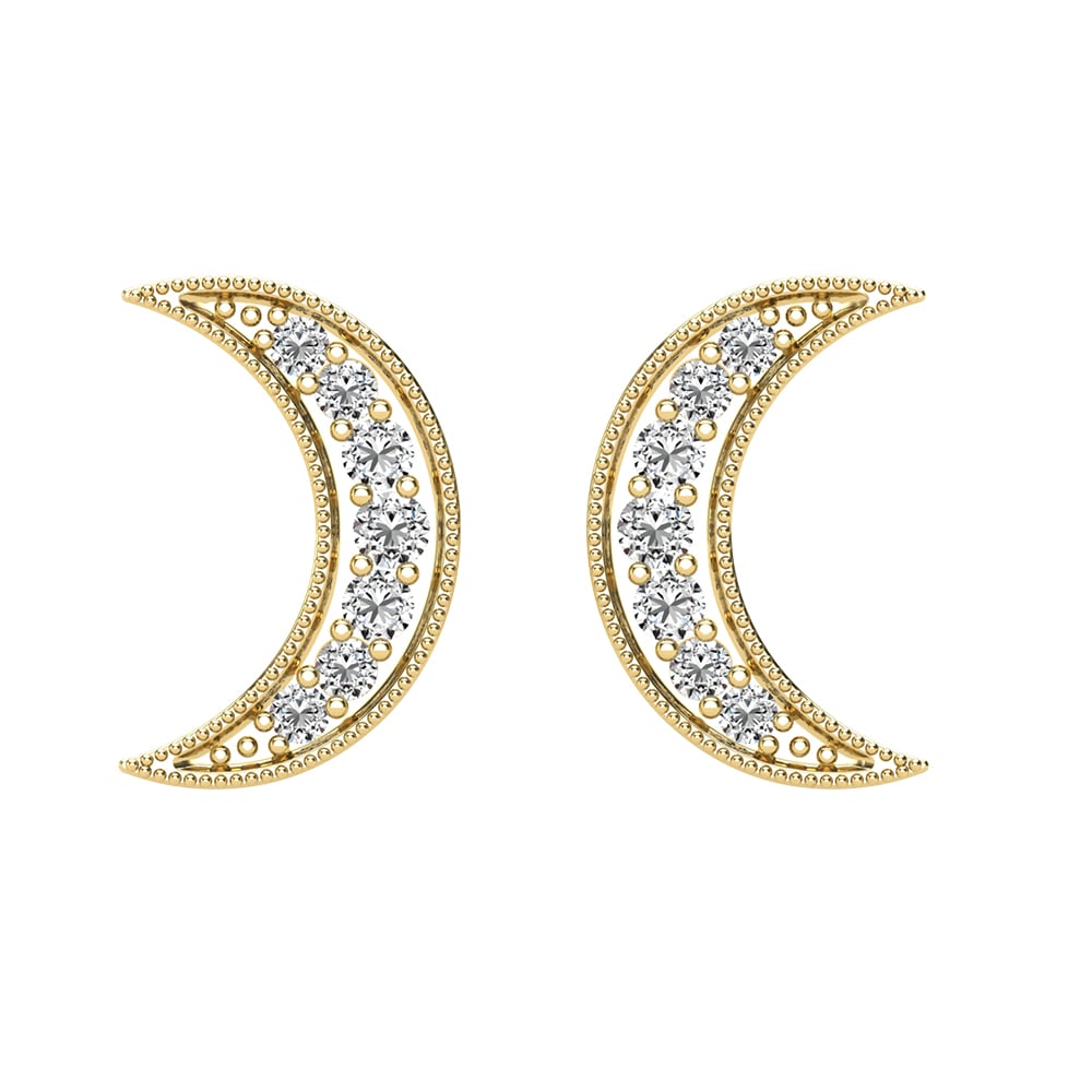 Diamond 1/6 Ct.Tw. Crescent Moon Earrings in 10K Yellow Gold