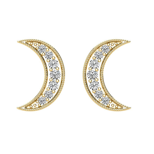 Diamond 1/6 Ct.Tw. Crescent Moon Earrings in 10K Yellow Gold