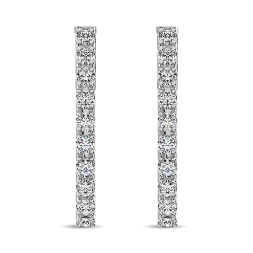 14K White Gold Diamond 9/10 Ct.Tw. In and Out Hoop Earrings