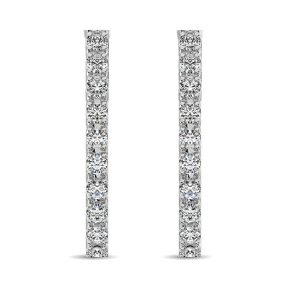 14K White Gold Diamond 9/10 Ct.Tw. In and Out Hoop Earrings