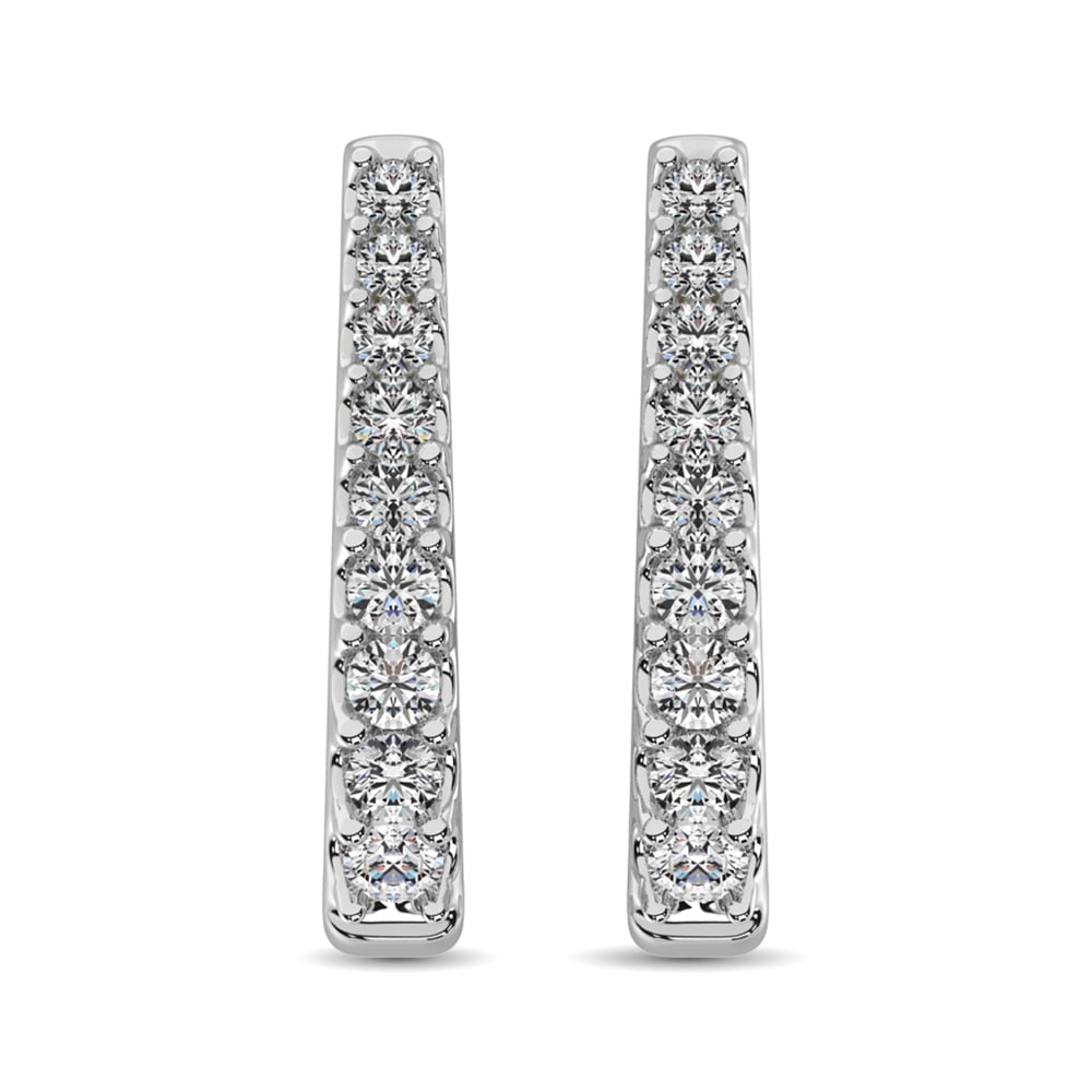 10K White Gold Diamond 1 Ct.Tw. Classic Hoop Earrings