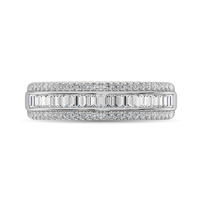 14K White Gold Round and Baguette Diamond 2/5 Ct.Tw. Anniversary Band