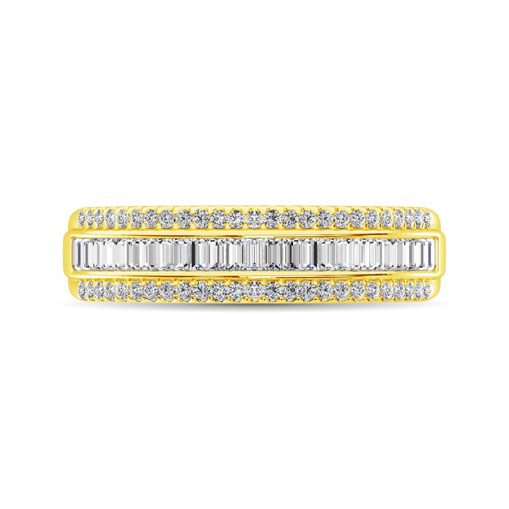 14K Yellow Gold Round and Baguette Diamond 2/5 Ct.Tw. Anniversary Band