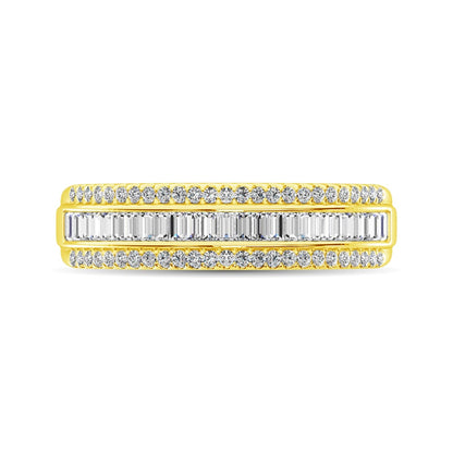 14K Yellow Gold Round and Baguette Diamond 2/5 Ct.Tw. Anniversary Band