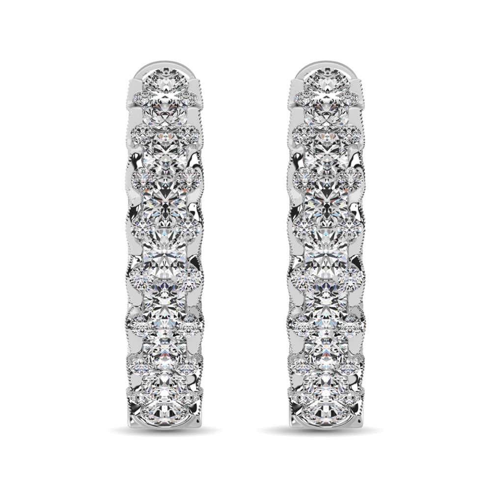 10K White Gold Diamond 1 Ct.Tw. Hoop Earrings