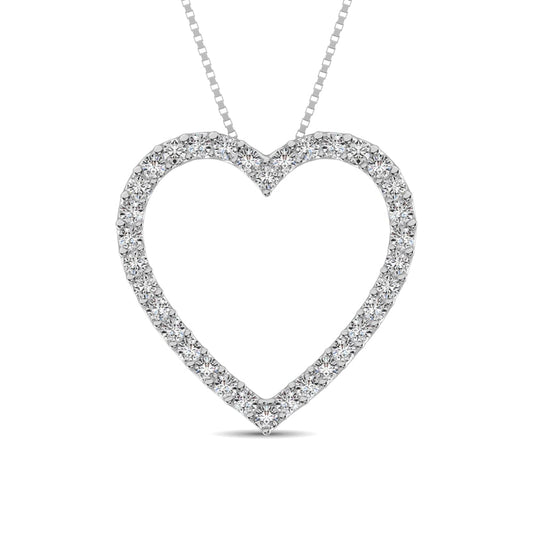 10K White Gold Diamond 1/2 Ct.Tw. Heart Pendant