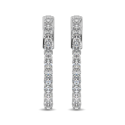 14K White Gold Diamond 1 Ct.Tw. In and Out Hoop Earrings