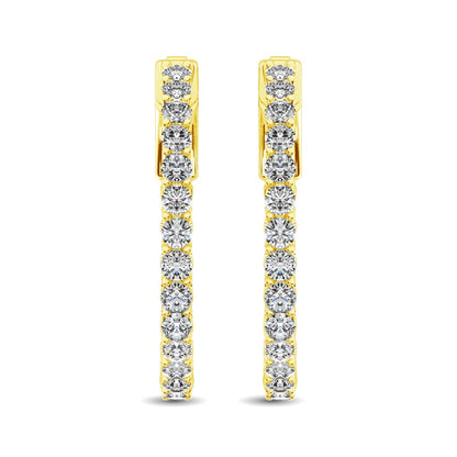 10K Yellow Gold Diamond 2 Ct.Tw. In and Out Hoop Earrings