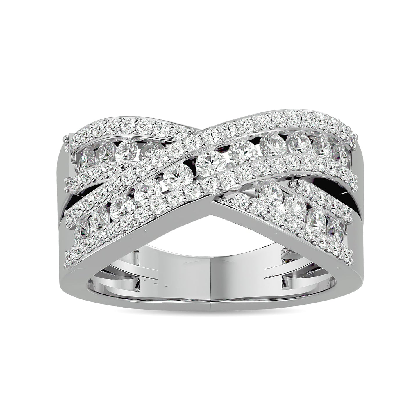Diamond 1 Ct.tw Crossover Fashion Ring in 14K White Gold