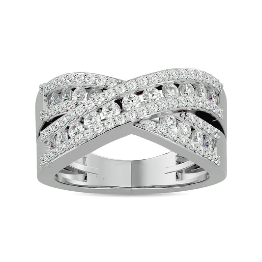 Diamond 1 Ct.tw Crossover Fashion Ring in 14K White Gold