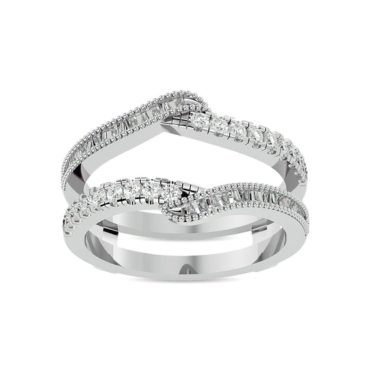 Diamond 1/2 Ct.tw Round and Tapper Guard Ring in 14K White Gold