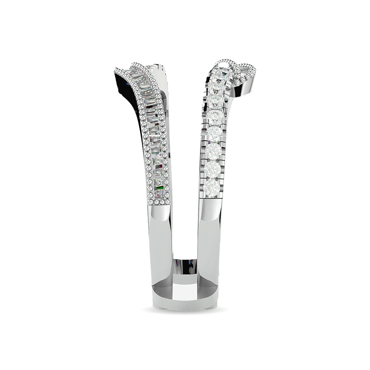 Diamond 1/2 Ct.tw Round and Tapper Guard Ring in 14K White Gold