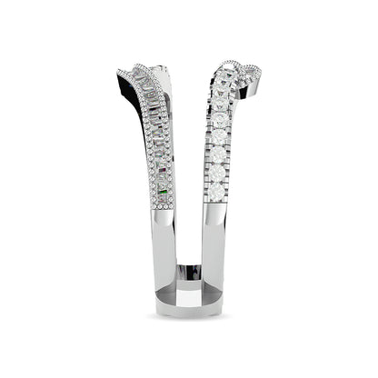 Diamond 1/2 Ct.tw Round and Tapper Guard Ring in 14K White Gold
