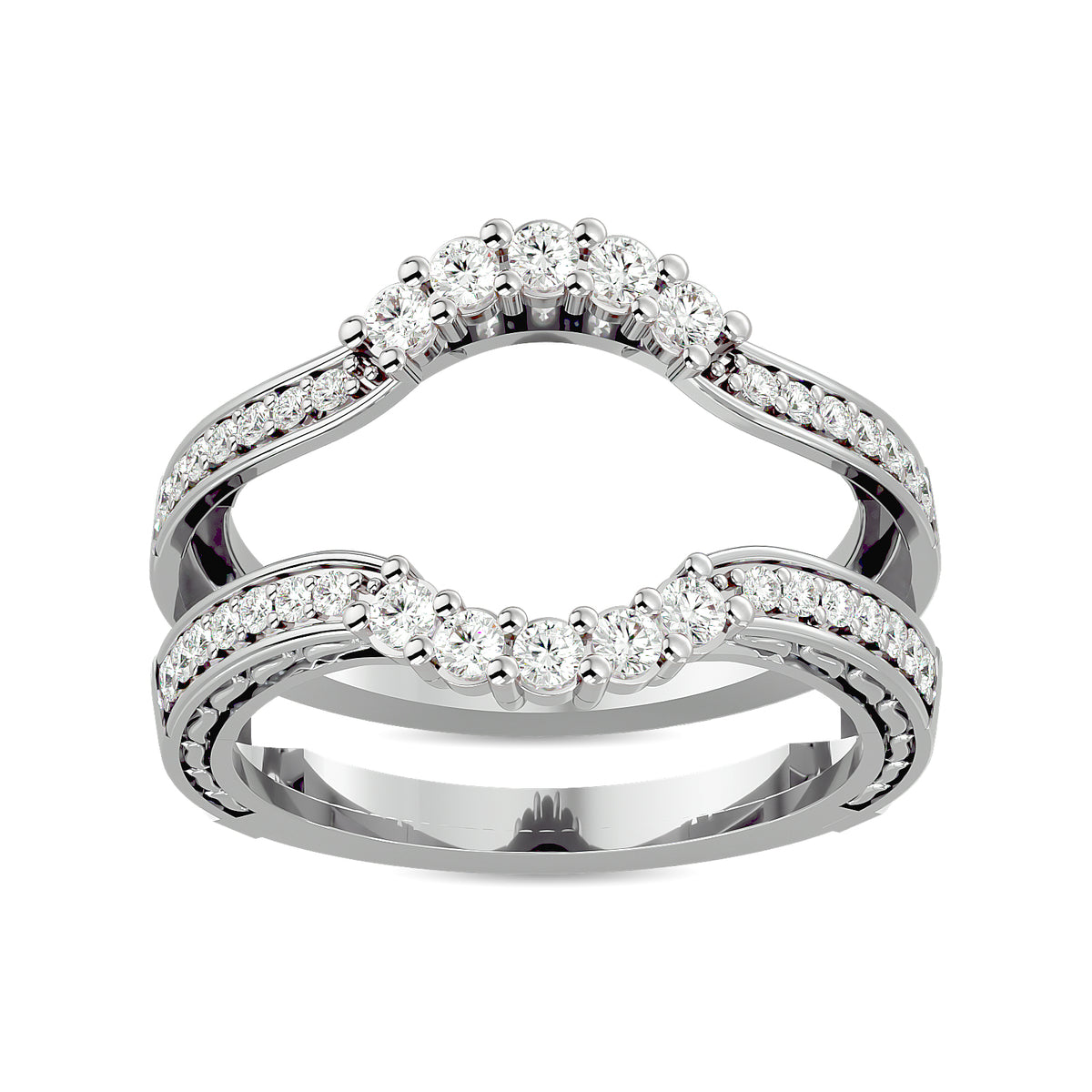 Diamond 1/2 Ct.tw Round Cut Guard Ring in 14K White Gold