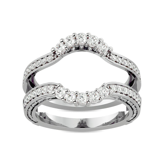 Diamond 1/2 Ct.tw Round Cut Guard Ring in 14K White Gold