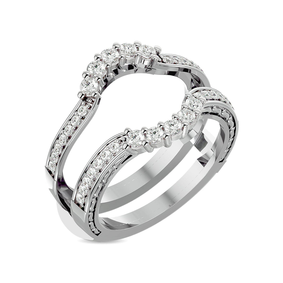 Diamond 1/2 Ct.tw Round Cut Guard Ring in 14K White Gold