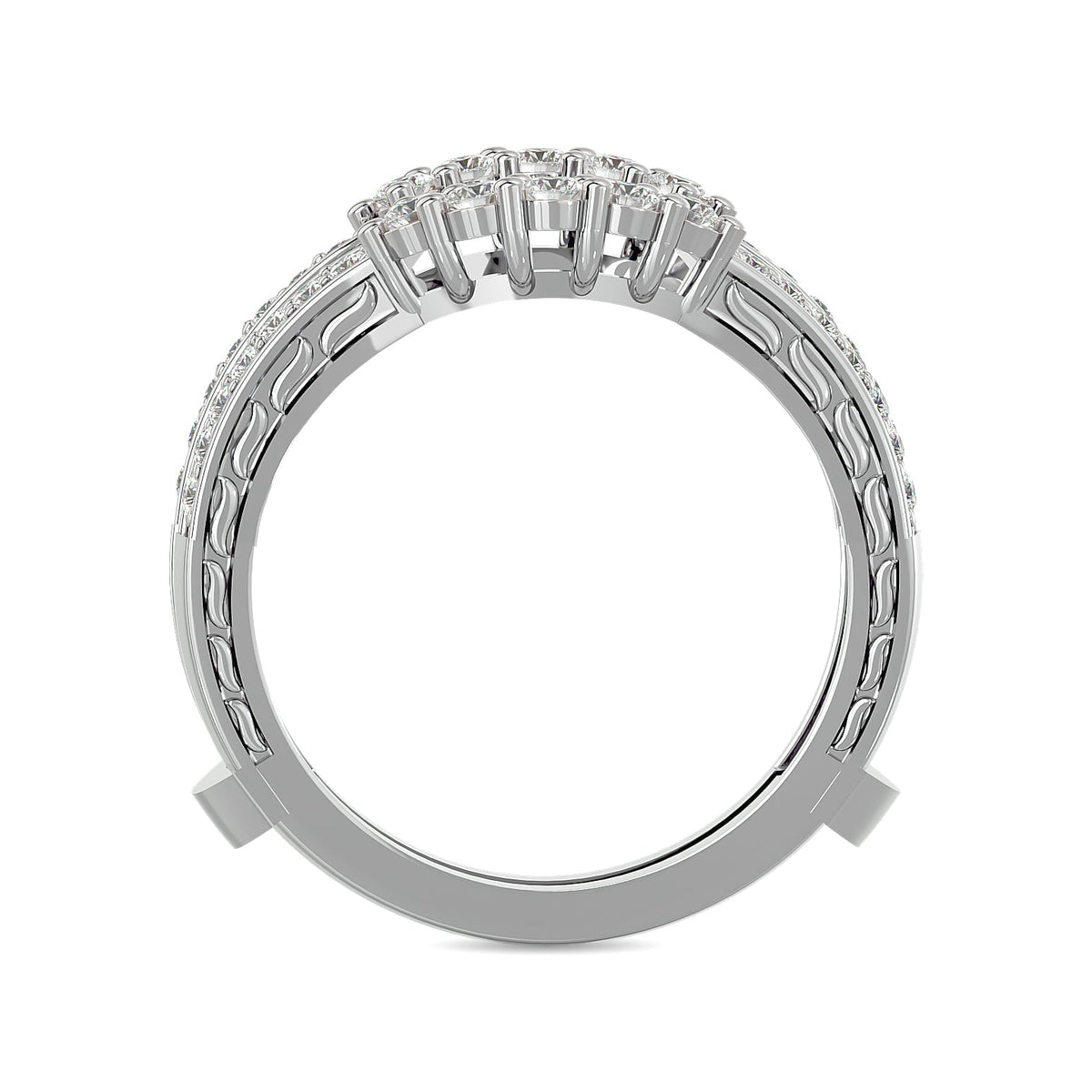 Diamond 1/2 Ct.tw Round Cut Guard Ring in 14K White Gold