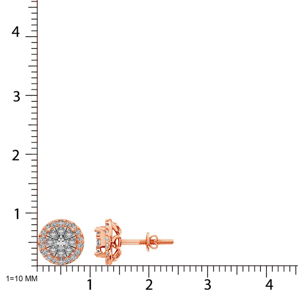 Diamond Stud earrings 3/4 Ct.tw in 14K Rose Gold