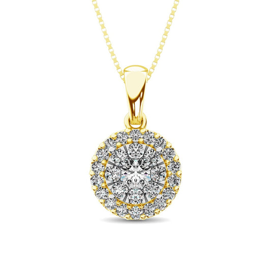 Diamond Fashion Pendant 5/8 Ct.tw Round Cut in 14K Yellow Gold