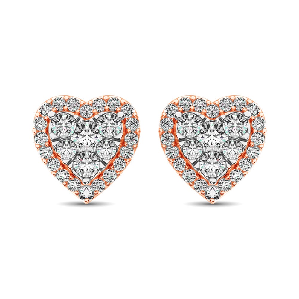 Diamond 3/4 Ct.tw Heart Earrings in 14K Rose Gold
