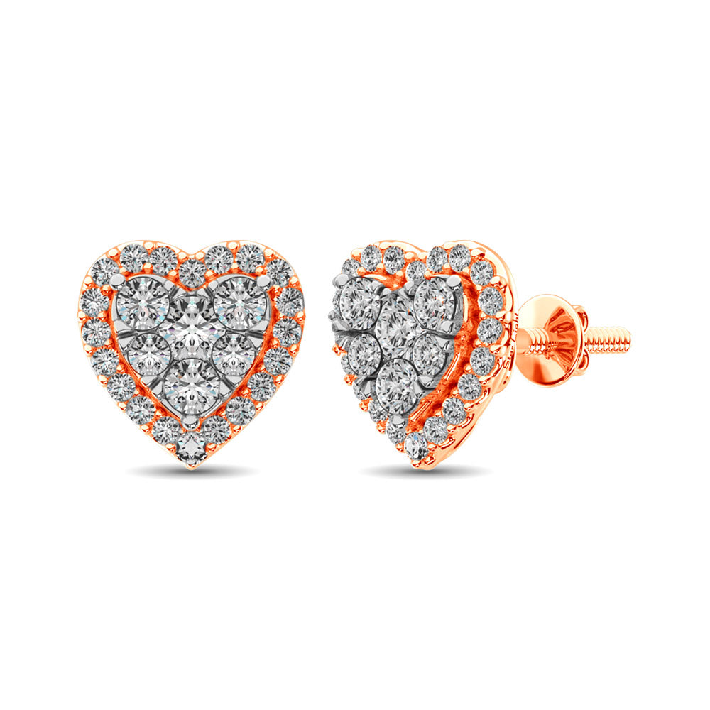 Diamond 3/4 Ct.tw Heart Earrings in 14K Rose Gold