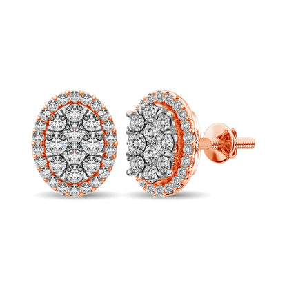 Diamond 3/4 Ct.tw Oval Shape Earrings in 14K Rose Gold