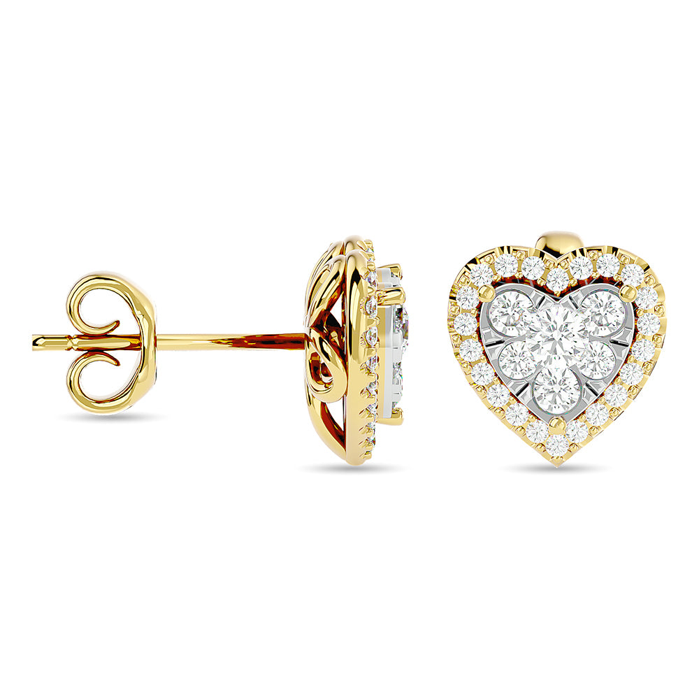 Diamond 1 Ct.Tw. Heart Fashion Earrings in 14K Yellow Gold