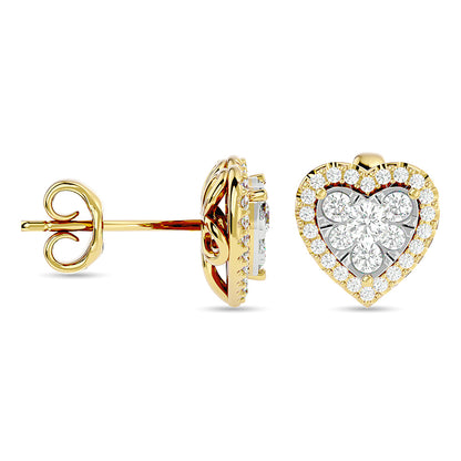 Diamond 1 Ct.Tw. Heart Fashion Earrings in 14K Yellow Gold