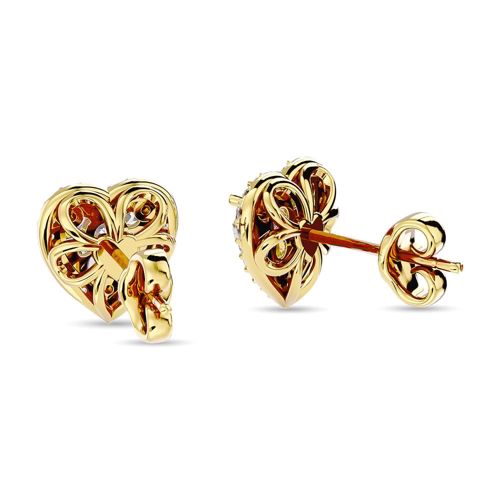 Diamond 1 Ct.Tw. Heart Fashion Earrings in 14K Yellow Gold