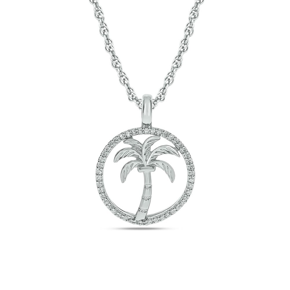 Diamond Sea Of life Palm Tree Pendant 1/8 Ct.tw in Sterling Silver