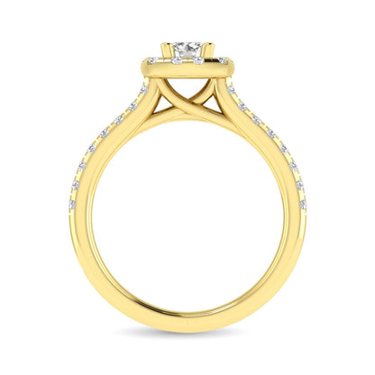Diamond Classic Shank Single Halo Bridal Ring 1 Ct.tw Round Cut in 14K Yellow Gold