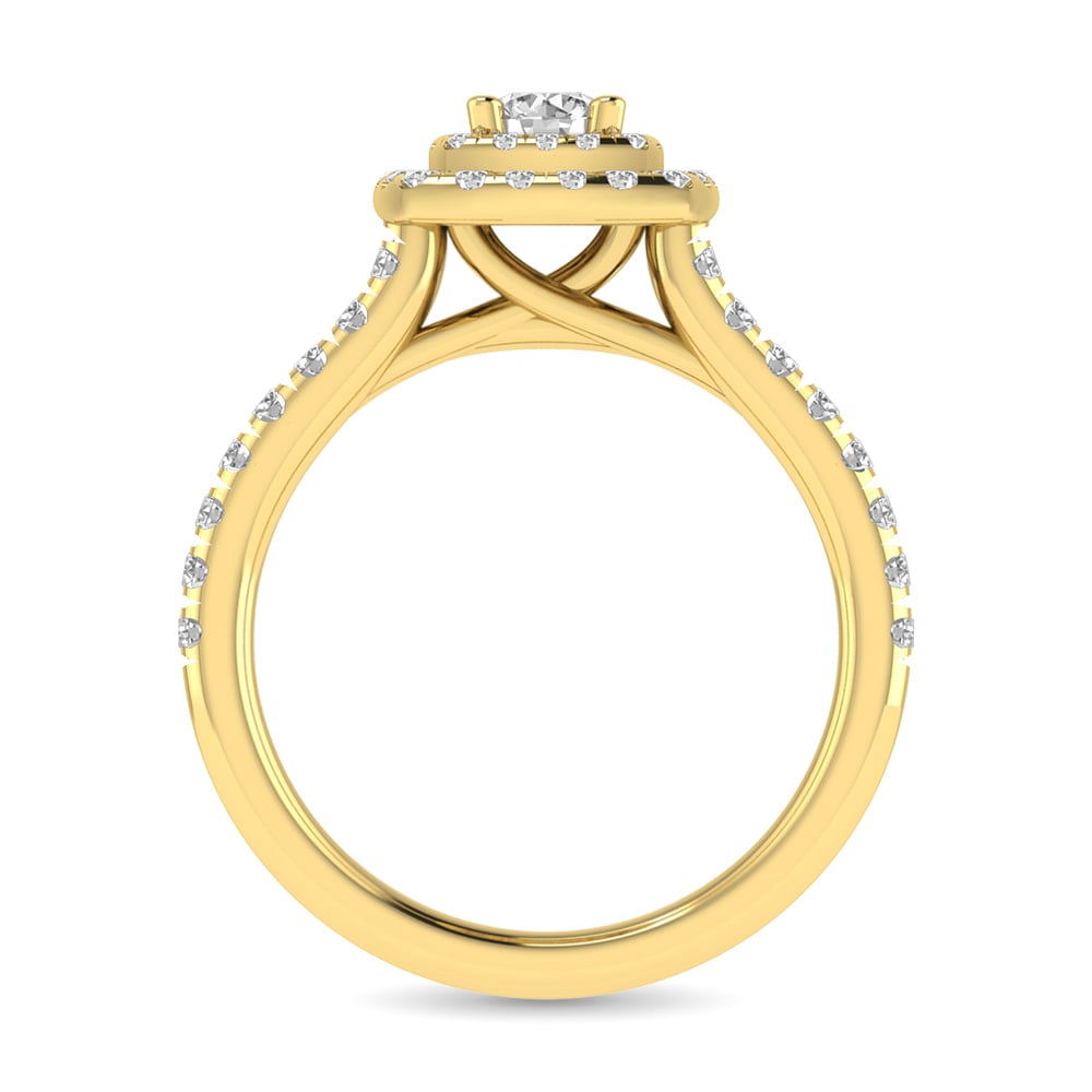 Diamond Classic Shank Double Halo Bridal Ring 1 Ct.tw Round Cut in 14K Yellow Gold