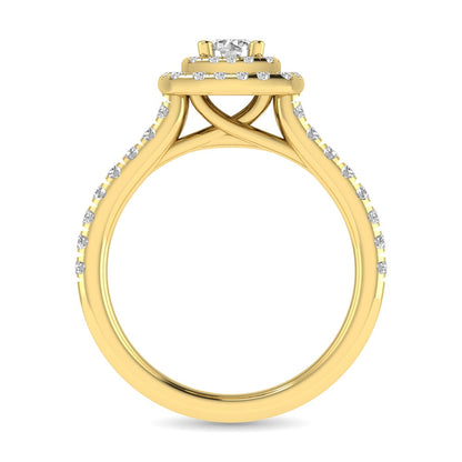 Diamond Classic Shank Double Halo Bridal Ring 1 Ct.tw Round Cut in 14K Yellow Gold