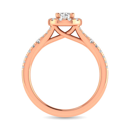 Diamond Split Shank Single Halo Bridal Ring 1 Ct.tw Round Cut in 14K Rose Gold
