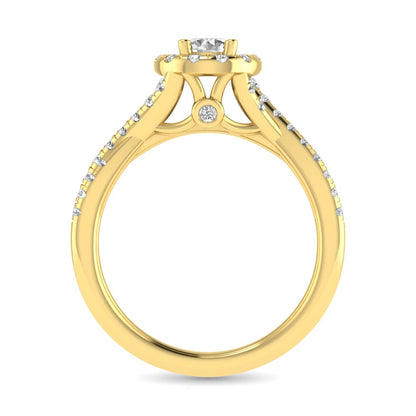 Diamond Twist Shank Single Halo Bridal Ring 1 Ct.tw Round Cut in 14K Yellow Gold