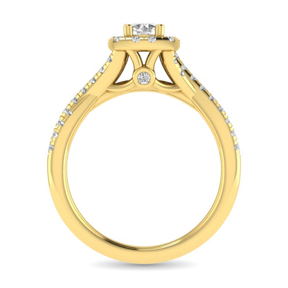 Diamond Twist Shank Single Halo Bridal Ring 1 Ct.tw Round Cut in 14K Yellow Gold