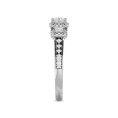 Diamond 1 Ct.Tw. Round and Princess Bridal Ring in 14K White Gold