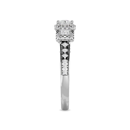 Diamond 3/4 Ct.Tw. Round and Princess Bridal Ring in 14K White Gold