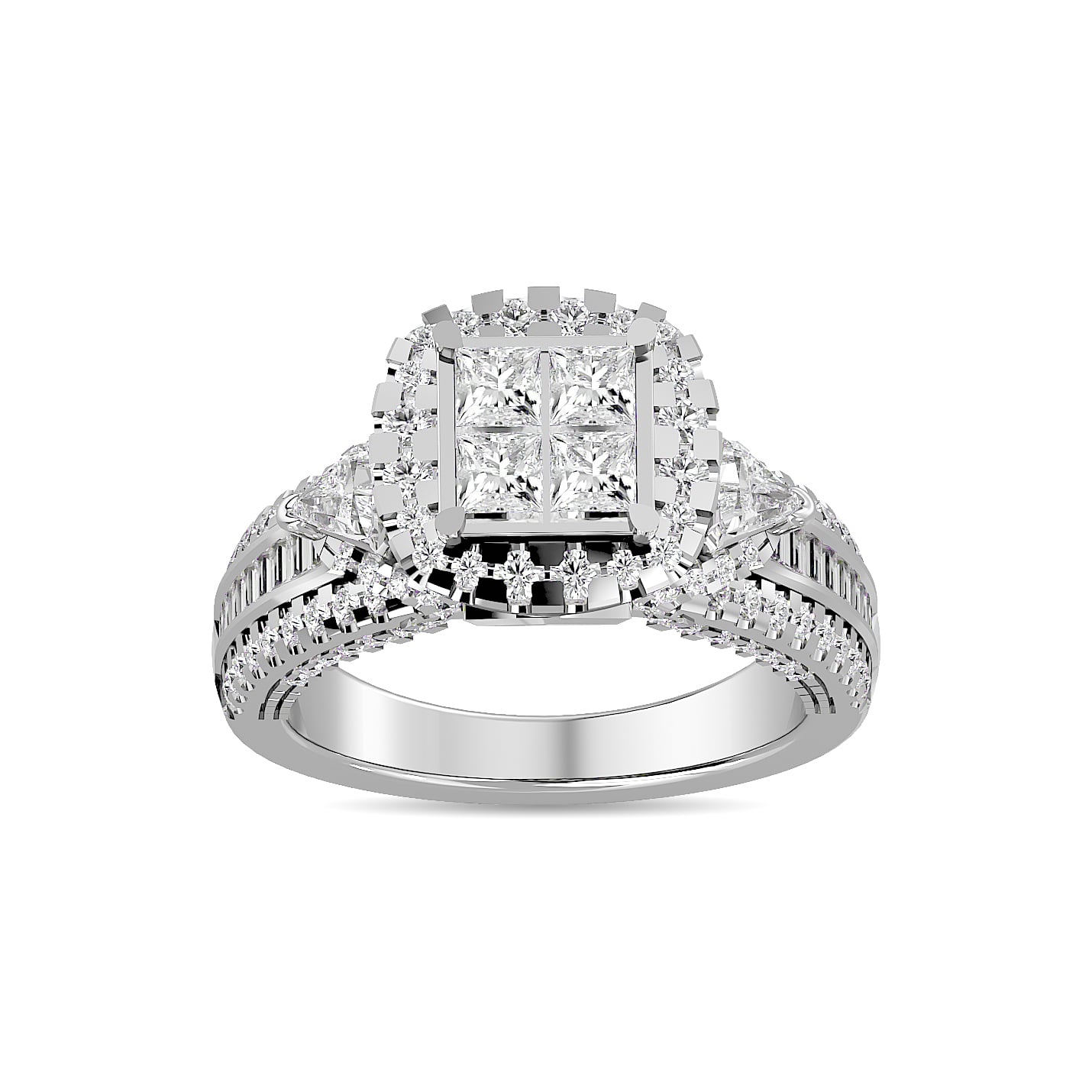 Diamond 1 3/4 Ct.Tw. Round and Princess Bridal Ring in 14K White Gold