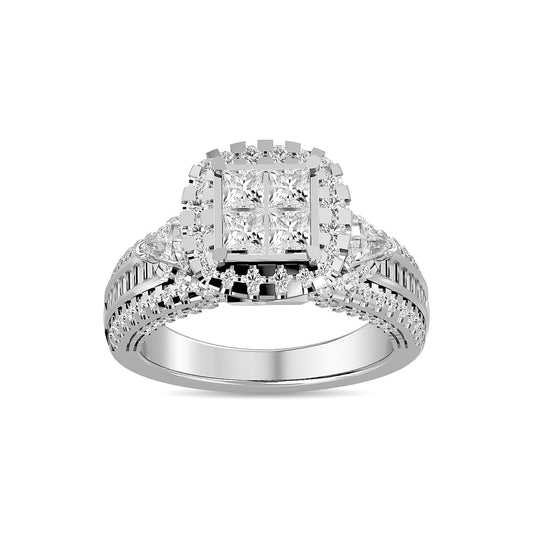Diamond 1 3/4 Ct.Tw. Round and Princess Bridal Ring in 14K White Gold