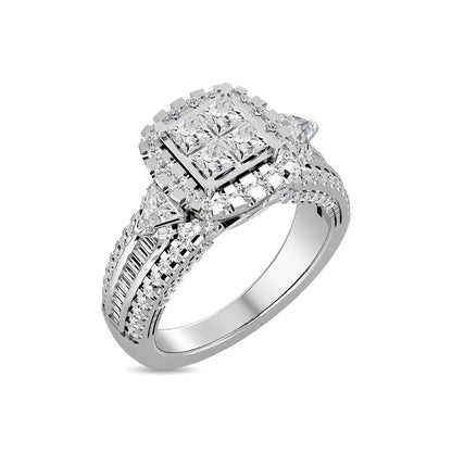 Diamond 1 3/4 Ct.Tw. Round and Princess Bridal Ring in 14K White Gold